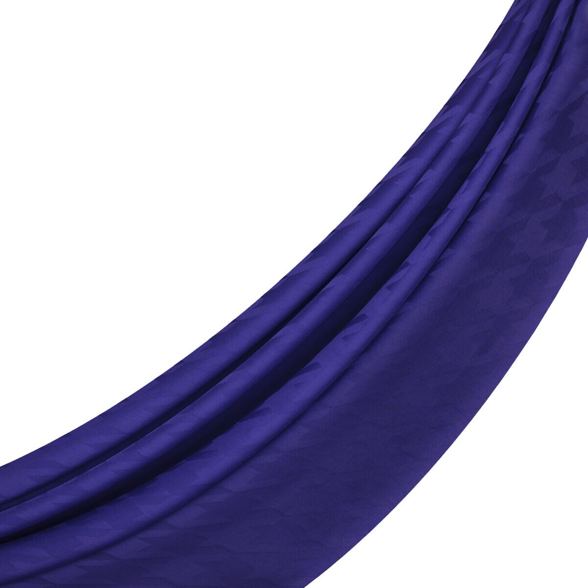 İpekevi Dört Mevsim Kazayağı Desenli Monogram Şal 04390-Saks Mavisi