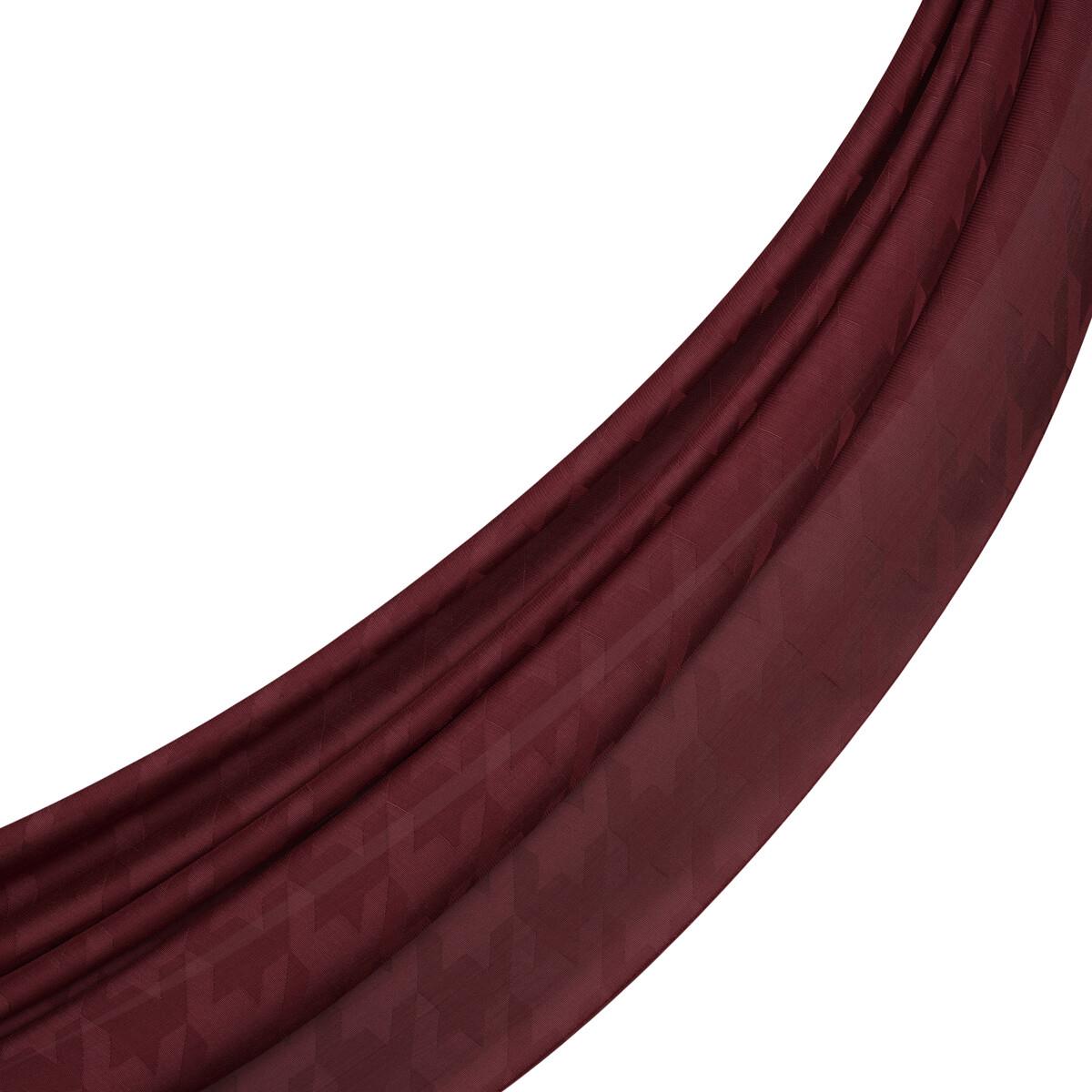 İpekevi Dört Mevsim Kazayağı Desenli Monogram Şal 04390-Bordo