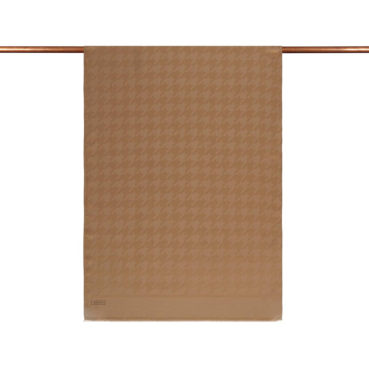 İpekevi Dört Mevsim Kazayağı Desenli Monogram Şal 04390-Bal Köpüğü