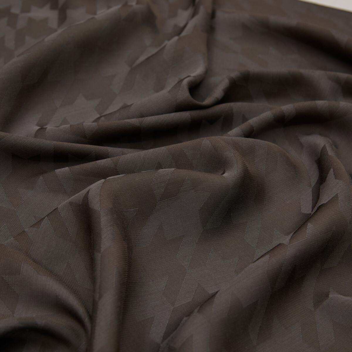 İpekevi Dört Mevsim Kazayağı Desenli Monogram Şal 04390-Koyu Füme