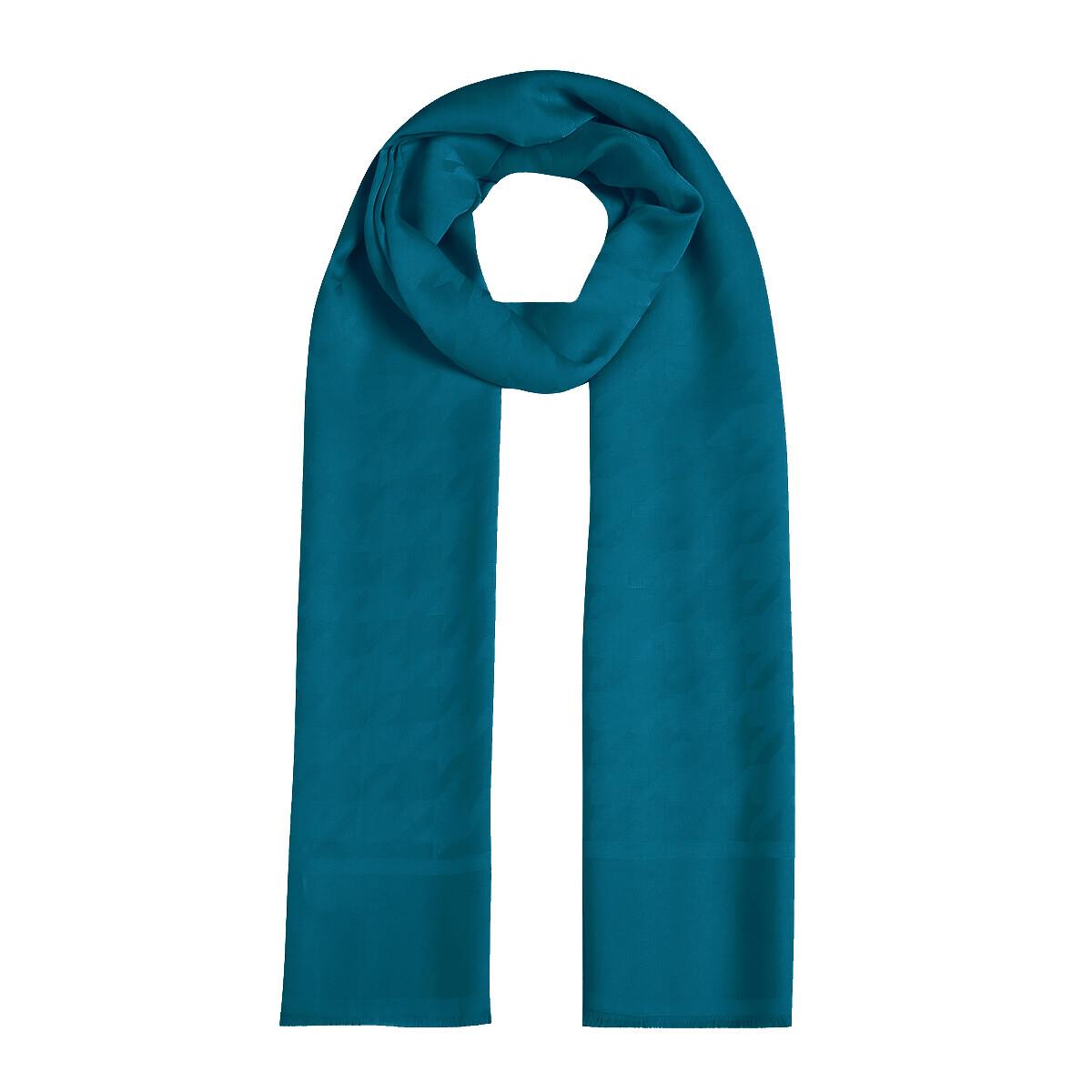 İpekevi Dört Mevsim Kazayağı Desenli Monogram Şal 04390-Petrol Mavisi