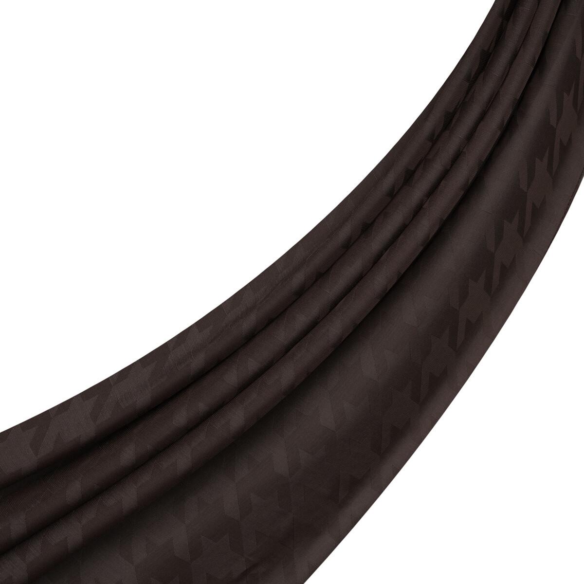 İpekevi Dört Mevsim Kazayağı Desenli Monogram Şal 04390-Acı Kahve