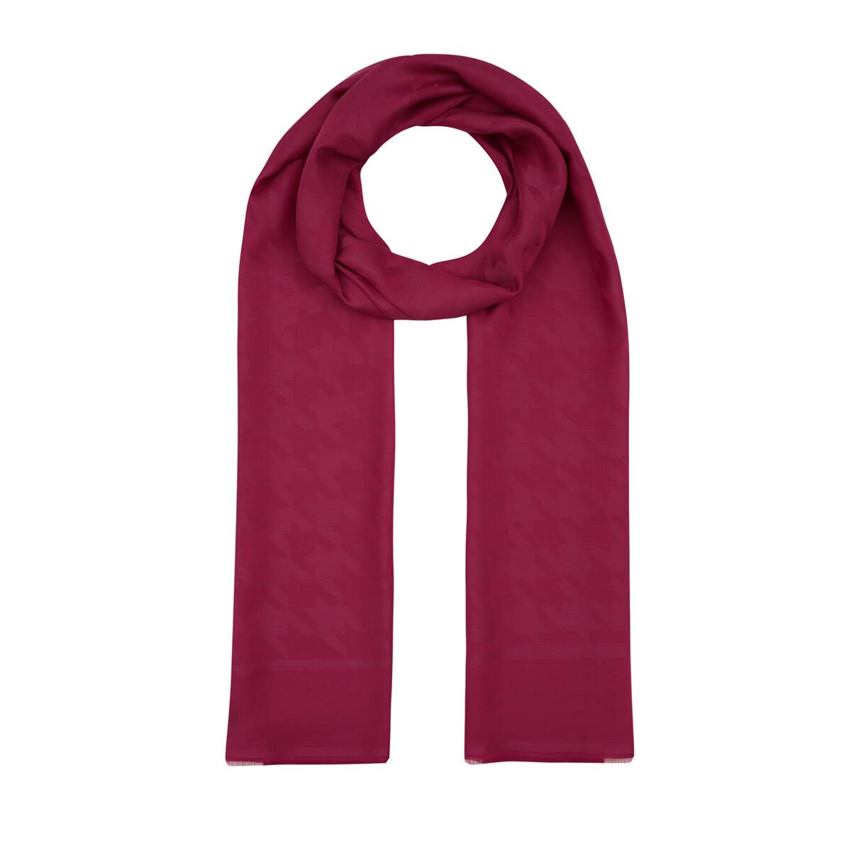 İpekevi Dört Mevsim Kazayağı Desenli Monogram Şal 04390-FUŞYA