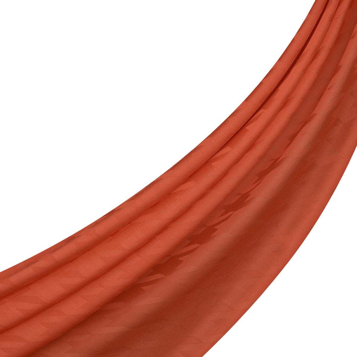 İpekevi Dört Mevsim Kazayağı Desenli Monogram Şal 04390-Turuncu