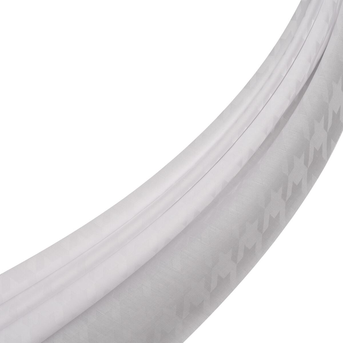 İpekevi Dört Mevsim Kazayağı Desenli Monogram Şal 04390-Beyaz