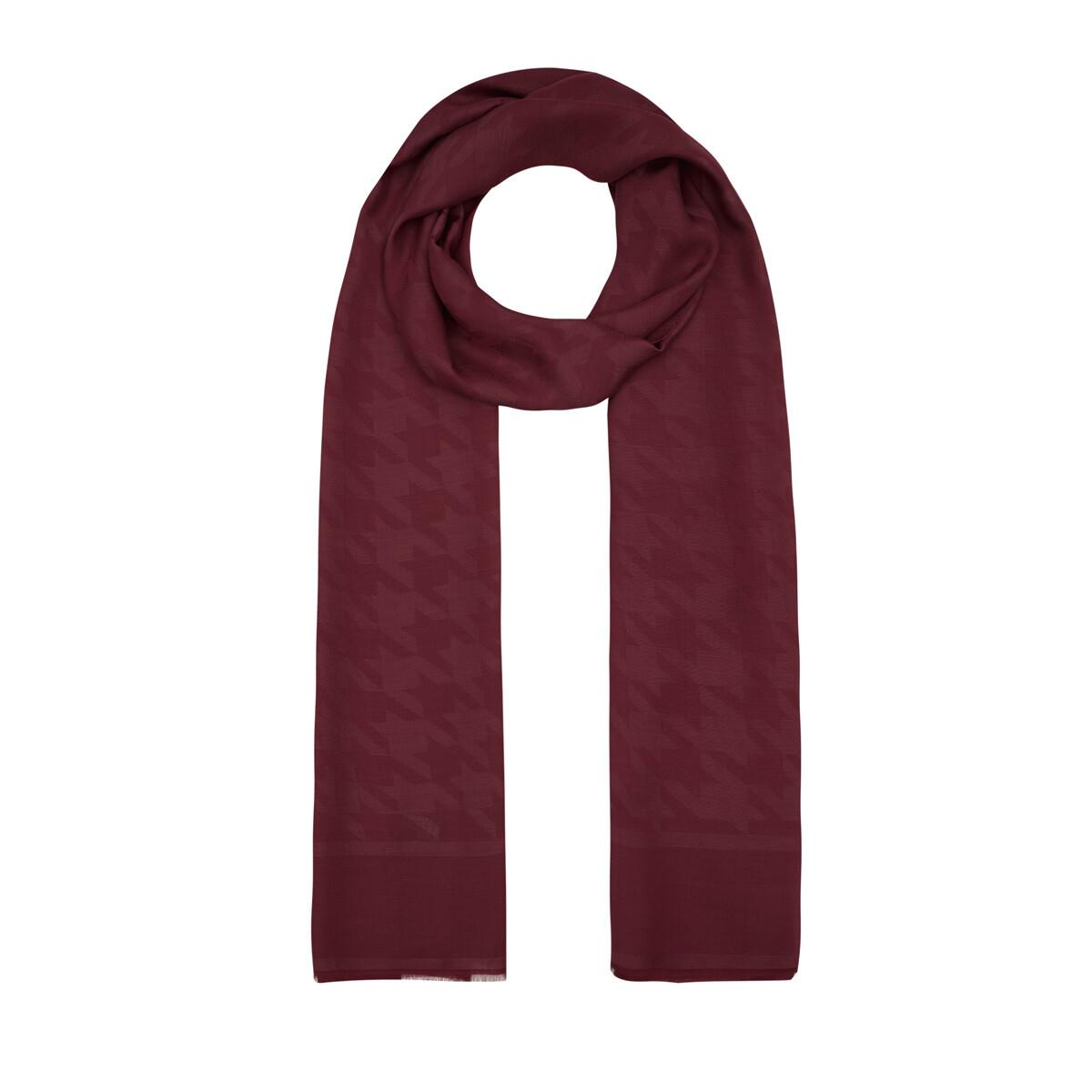 İpekevi Dört Mevsim Kazayağı Desenli Monogram Şal 04390-Bordo