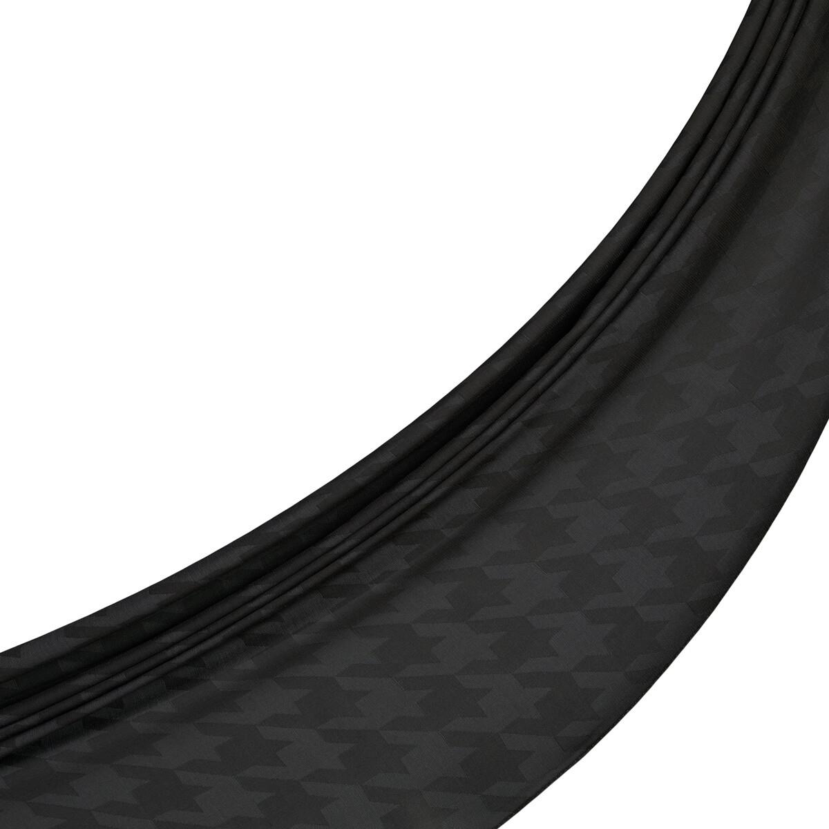 İpekevi Dört Mevsim Kazayağı Desenli Monogram Şal 04390-Koyu Füme