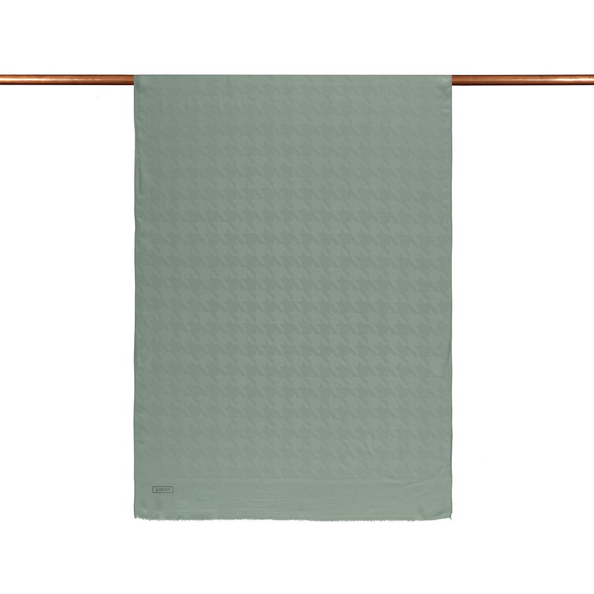 İpekevi Dört Mevsim Kazayağı Desenli Monogram Şal 04390-Su Yeşili