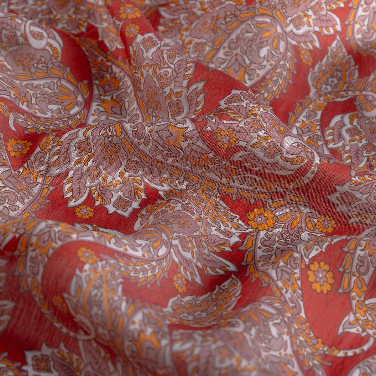 İpekev Mezopotamya Model 03 Desenli Tensel Soft Eşarp 02226-Terracotta