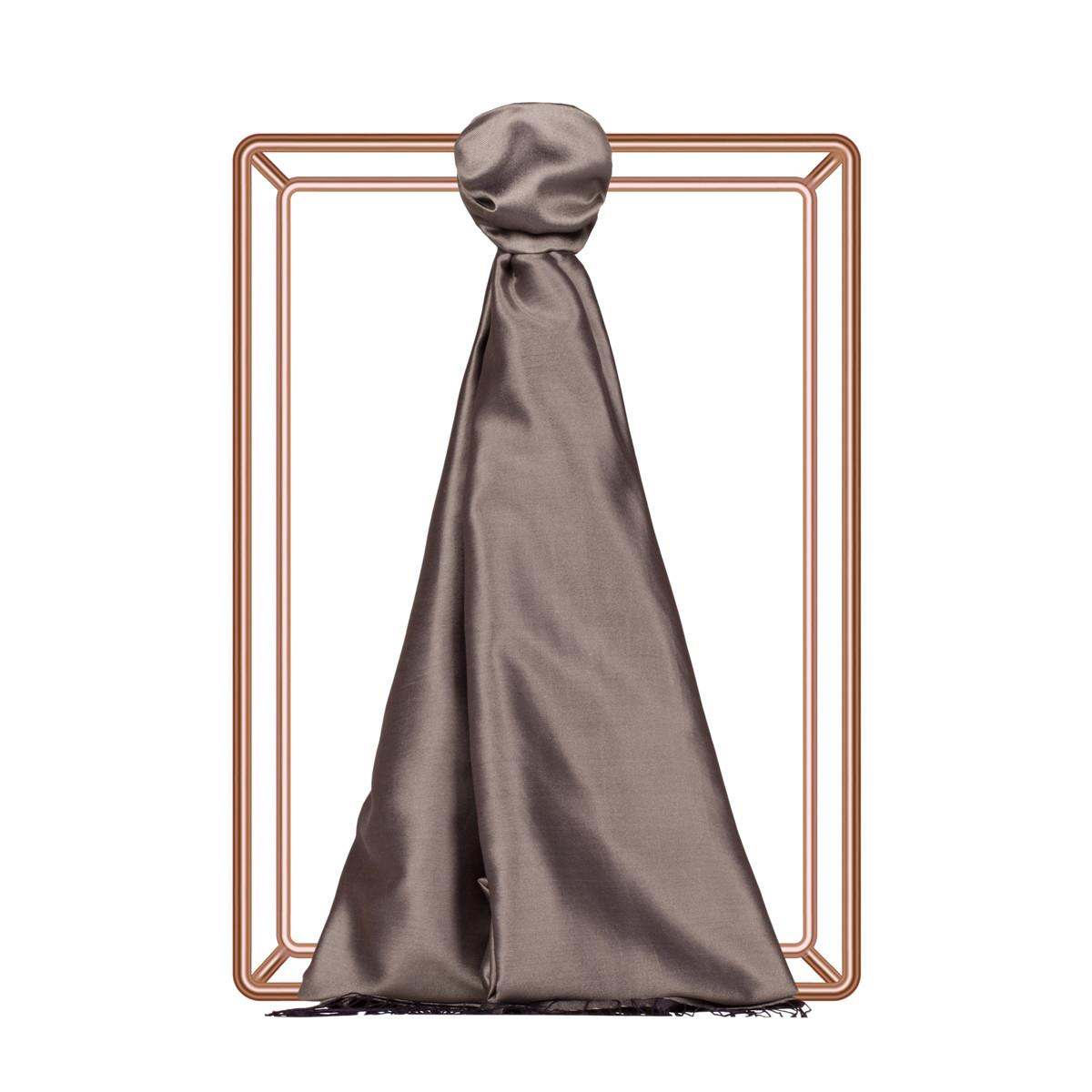 İpekevi Çift Taraflı Düz Renk İpek Şal 00927-Duman