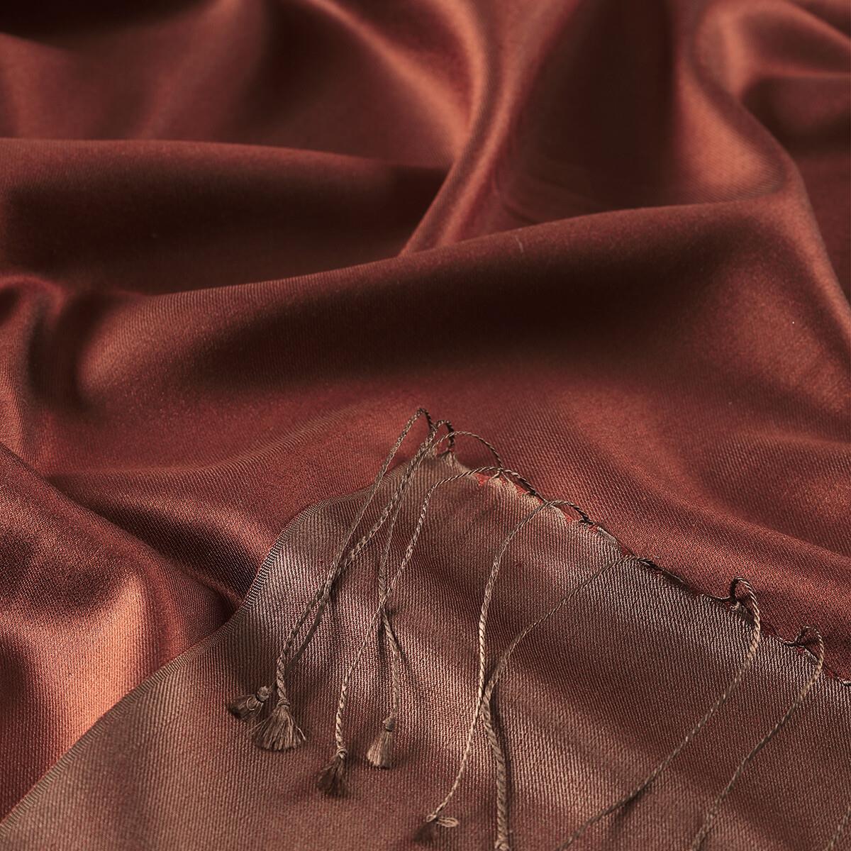 İpekevi Çift Taraflı Düz Renk İpek Şal 00927-Koyu Tuğla