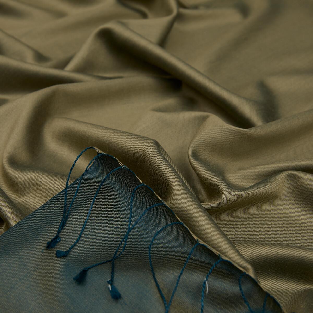 İpekevi Çift Taraflı Düz Renk İpek Şal 00927-Kil Yeşili