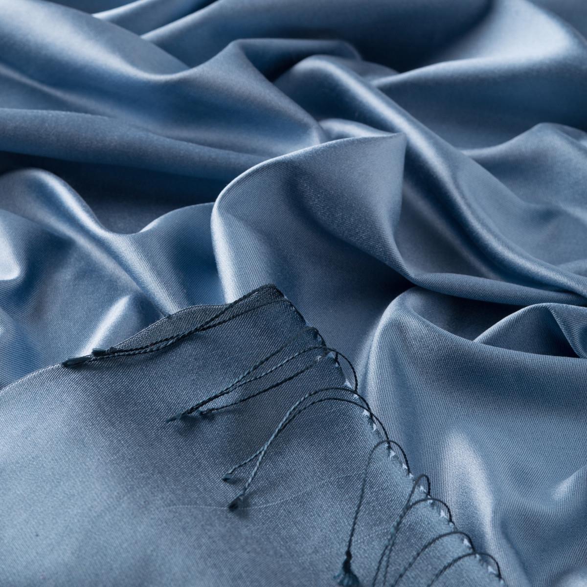 İpekevi Çift Taraflı Düz Renk İpek Şal 00927-Gök Mavi