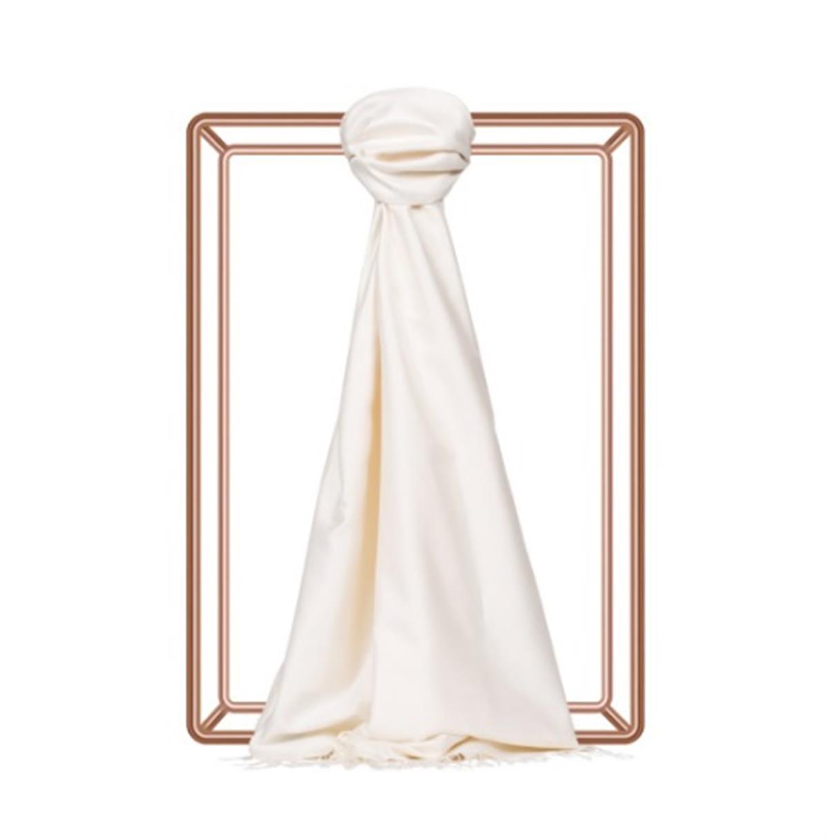 İpekevi Çift Taraflı Düz Renk İpek Şal 00927-İnci Beyazı