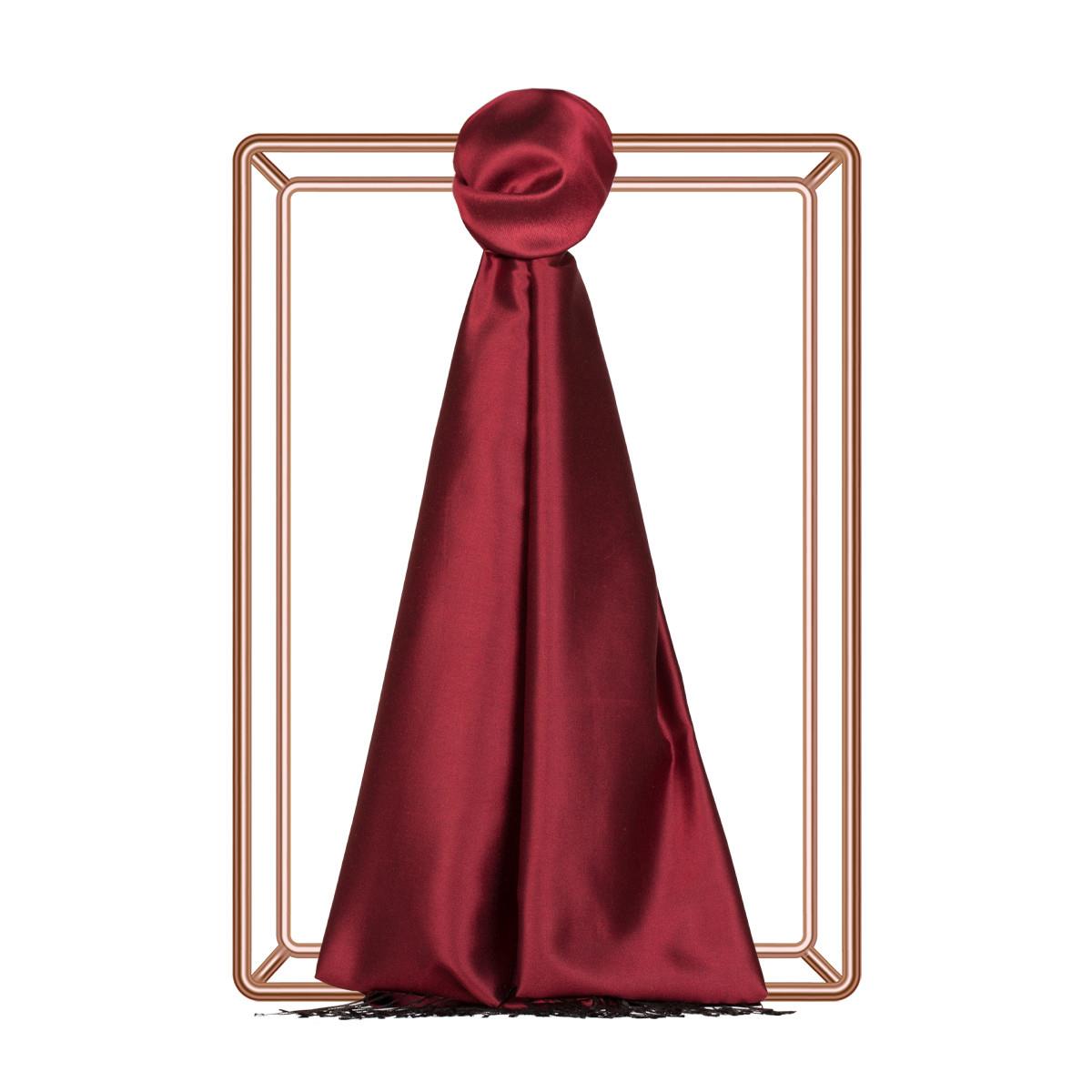 İpekevi Çift Taraflı Düz Renk İpek Şal 00927-Koyu Bordo