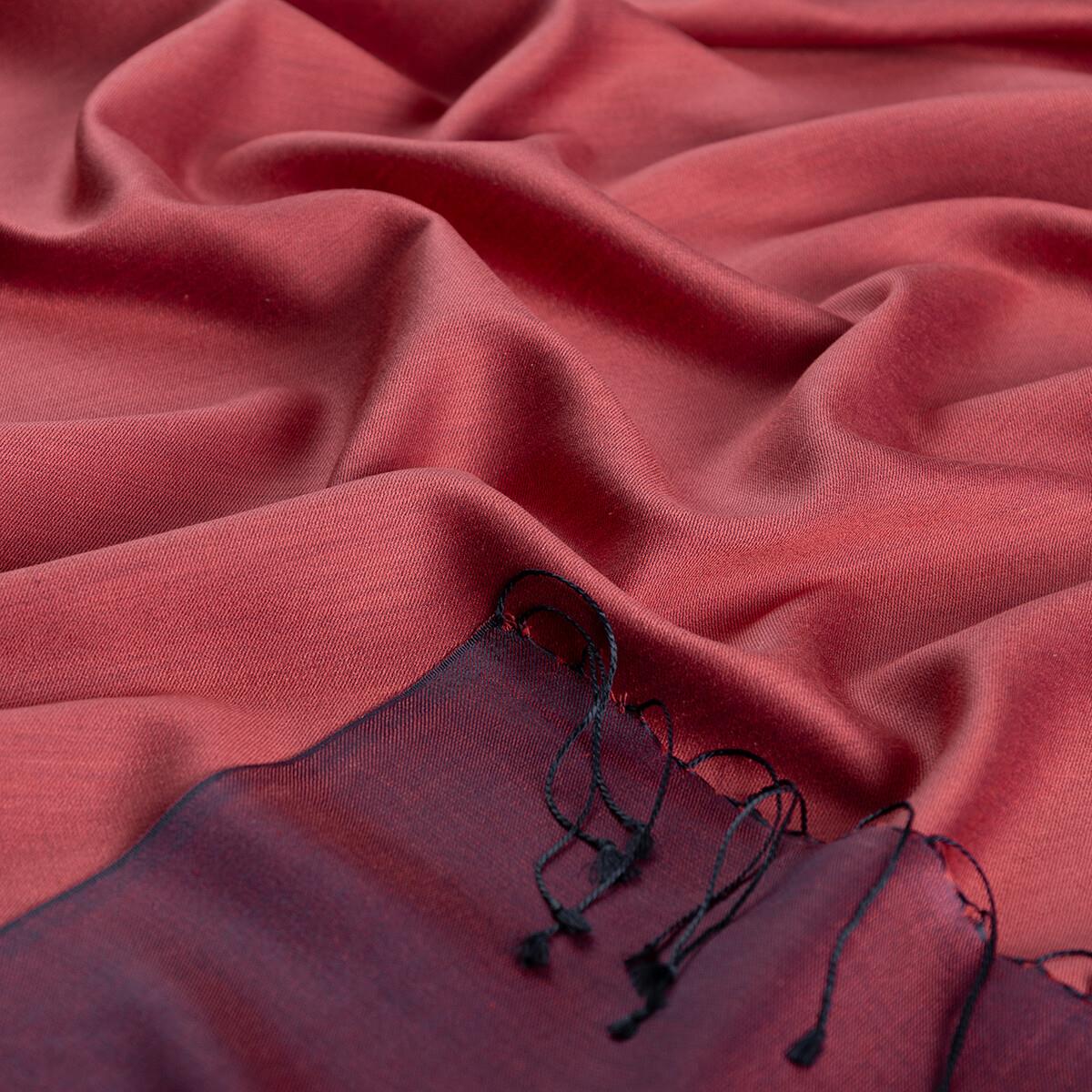 İpekevi Çift Taraflı Düz Renk İpek Şal 00927-Çin Kırmızısı