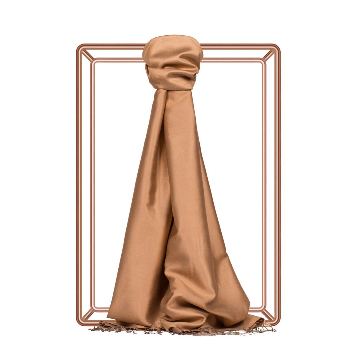 İpekevi Çift Taraflı Düz Renk İpek Şal 00927-Bal Köpüğü