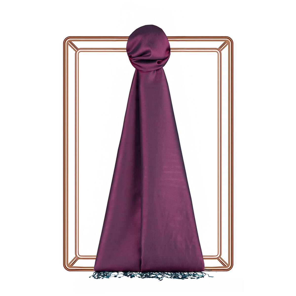 İpekevi Çift Taraflı Düz Renk İpek Şal 00927-Karadut