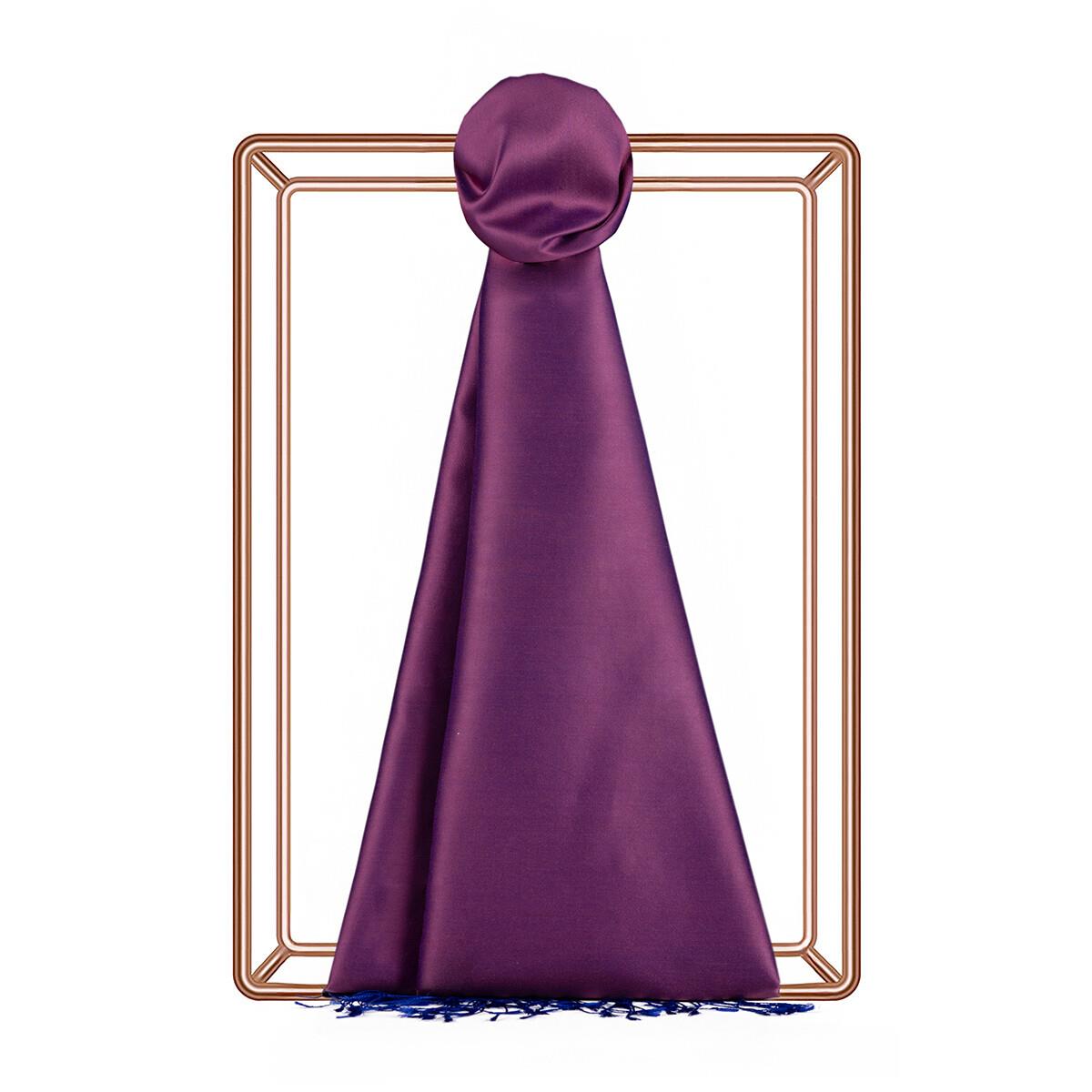 İpekevi Çift Taraflı Düz Renk İpek Şal 00927-Erguvan Saks Mavi