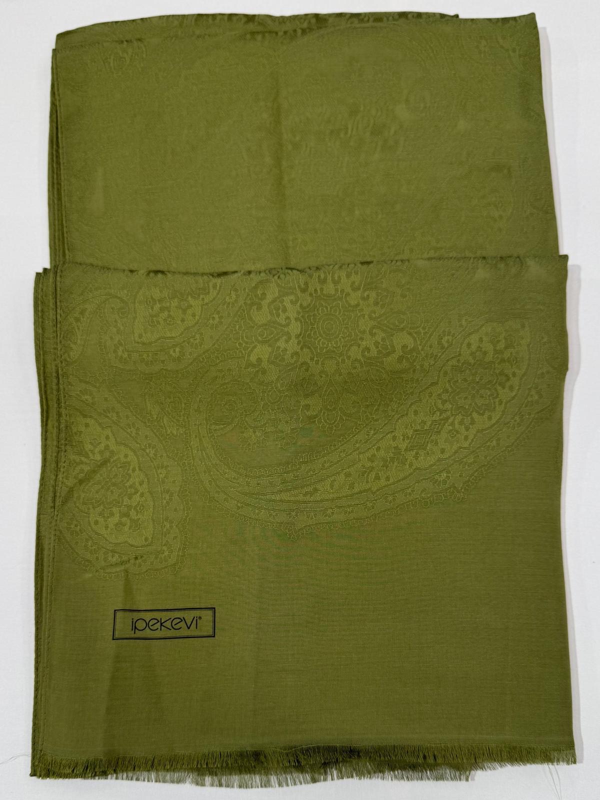 İpekevi Dört Mevsim Etnik Desenli Monogram Jakar Şal 04472-Osmanlı Yeşili