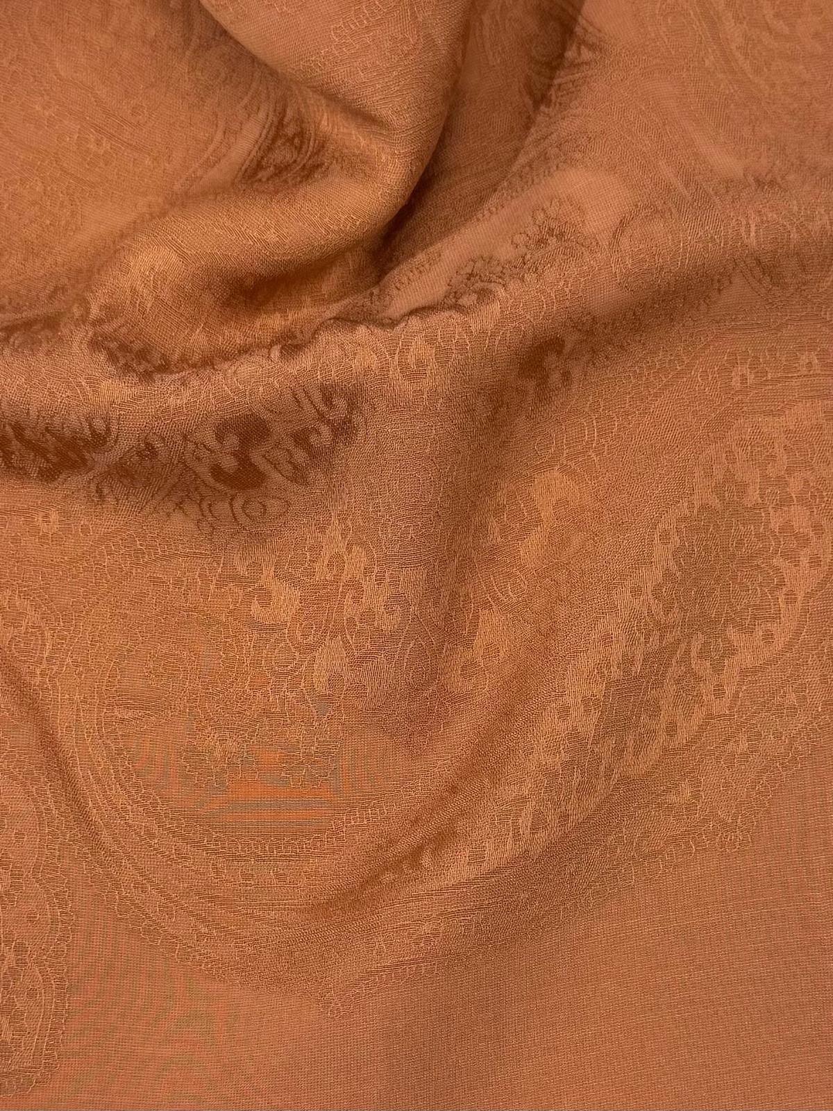 İpekevi Dört Mevsim Etnik Desenli Monogram Jakar Şal 04472-Bakır