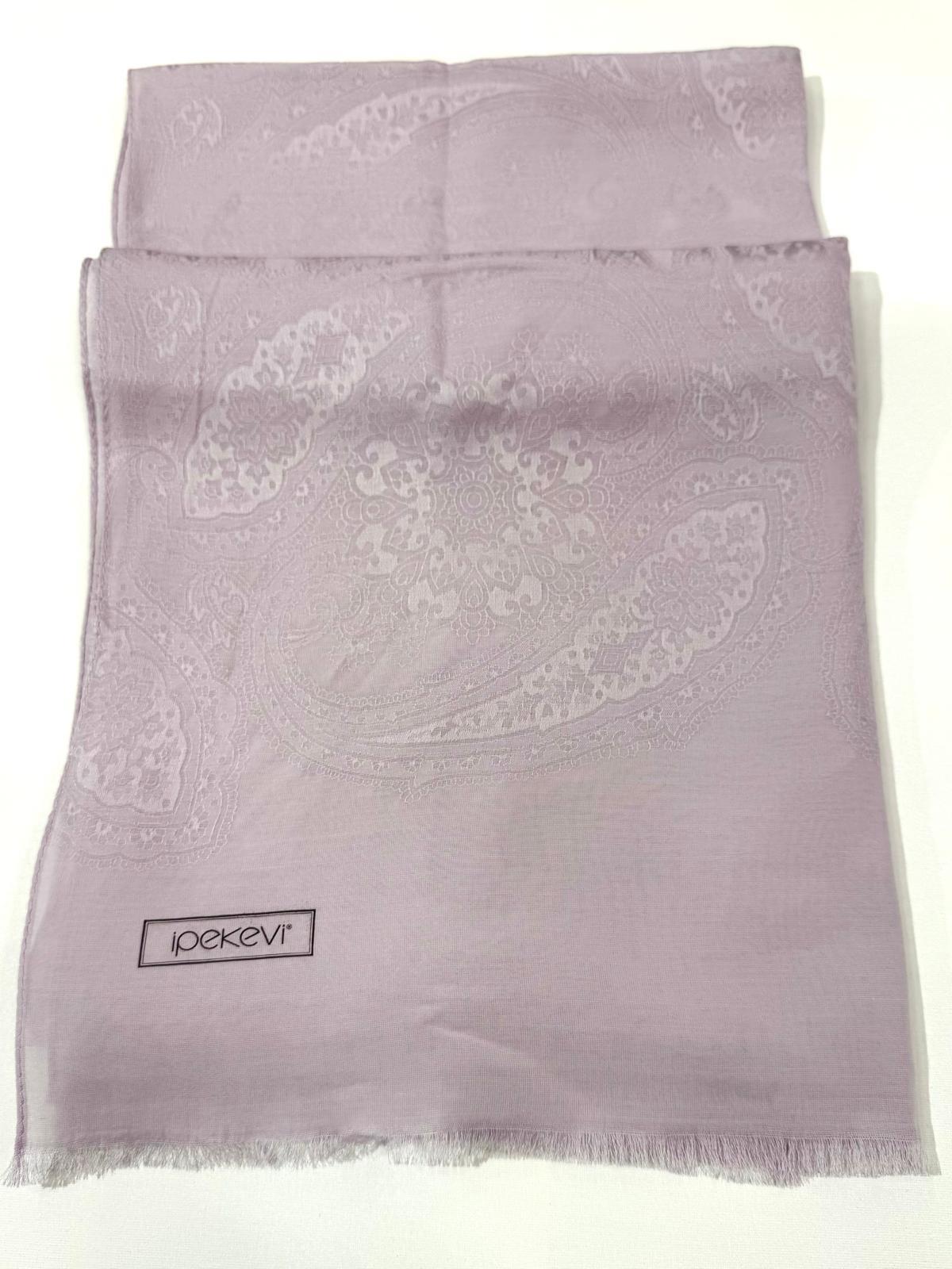 İpekevi Dört Mevsim Etnik Desenli Monogram Jakar Şal 04472-Leylak