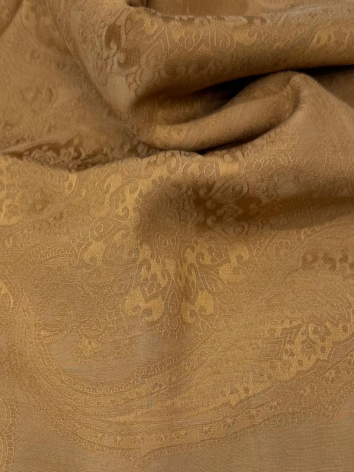 İpekevi Dört Mevsim Etnik Desenli Monogram Jakar Şal 04472-Sütlü Kahve