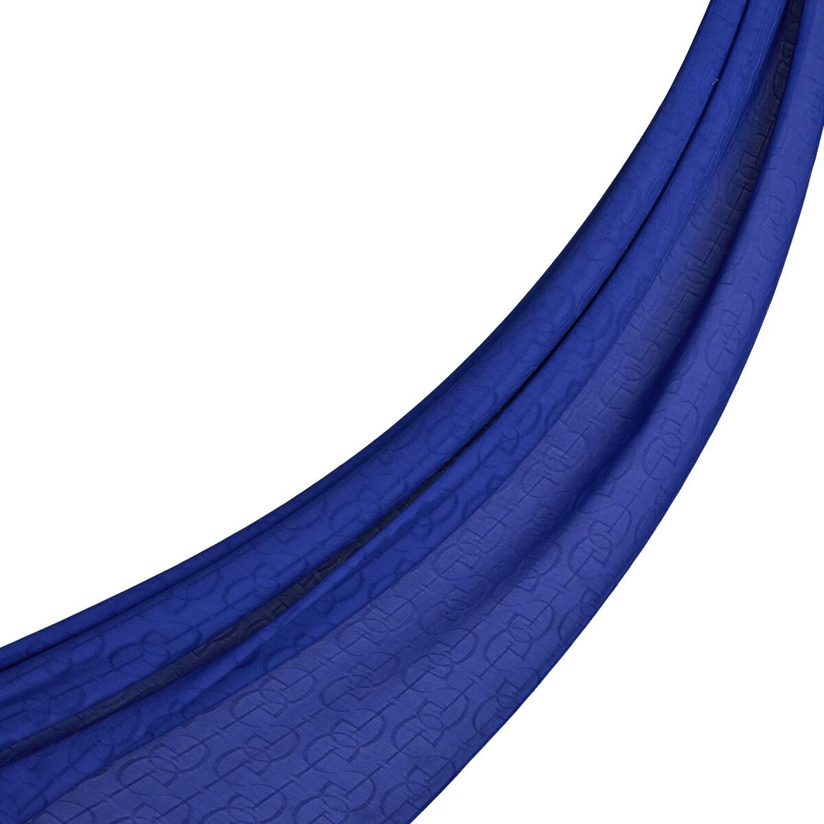İpekevi Dört Mevsim İE Monogram Şal 04474-Saks Mavi