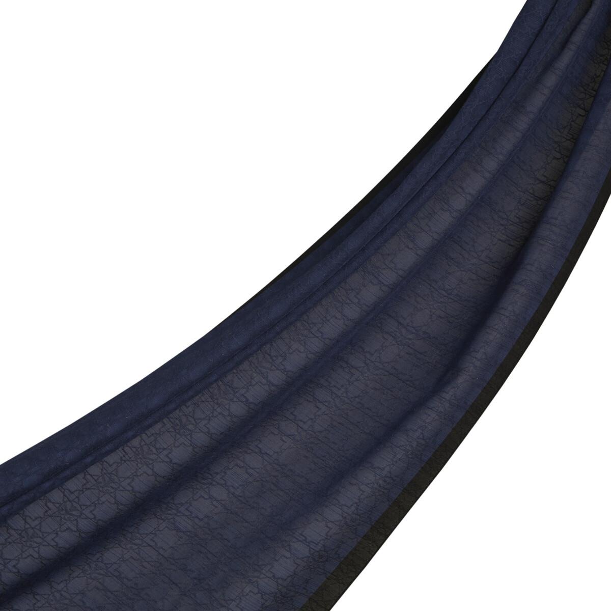 İpekevi Dört Mevsim Monogram Desen Şal 04356-Lacivert