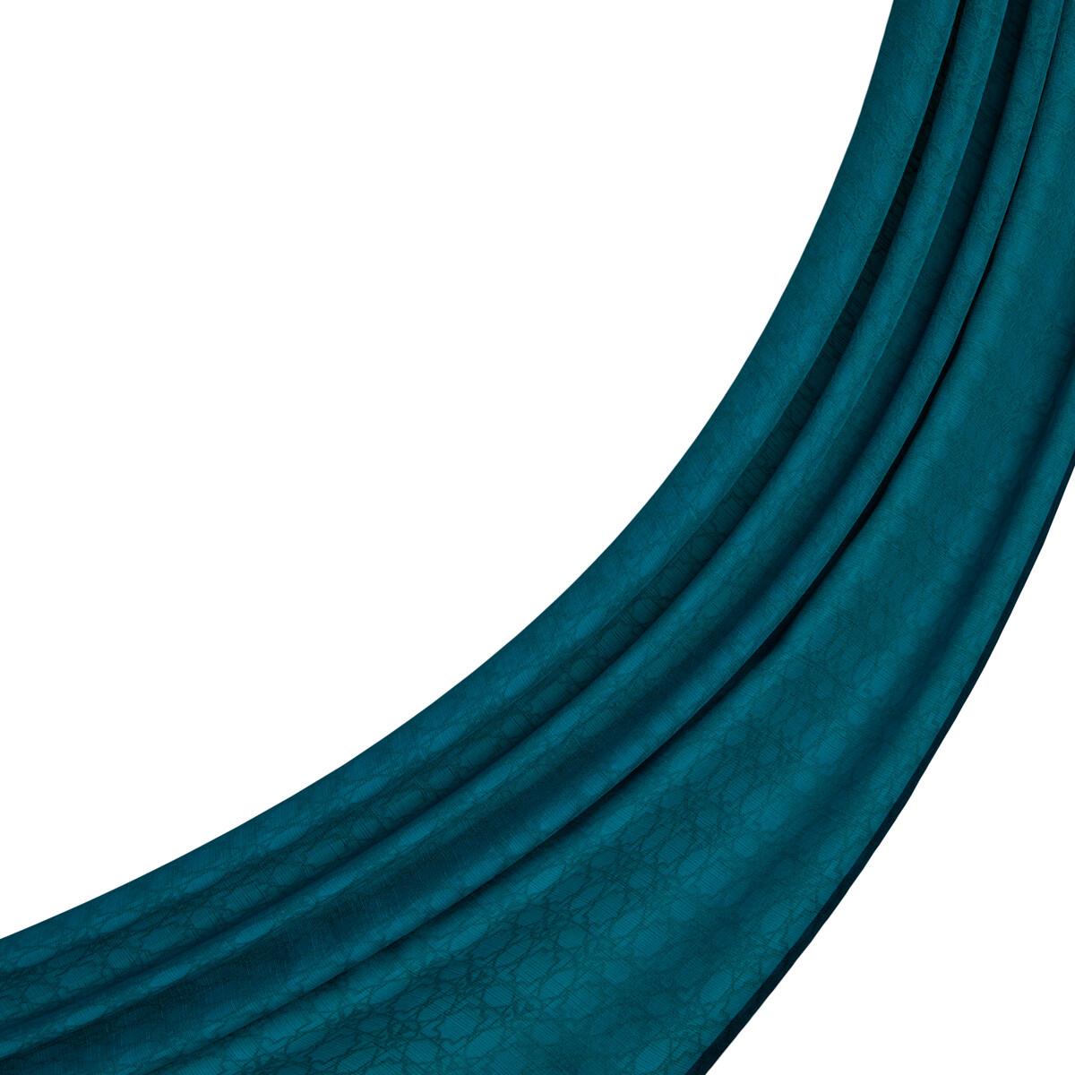 İpekevi Dört Mevsim Monogram Desen Şal 04356-Petrol Mavisi