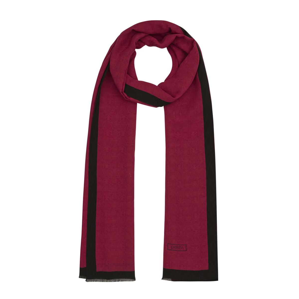 İpekevi Dört Mevsim Monogram Desen Şal 04356-Bordo