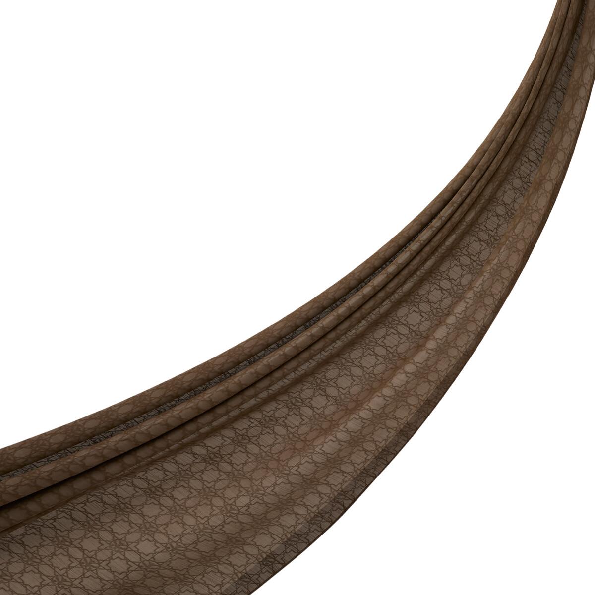 İpekevi Dört Mevsim Monogram Desen Şal 04356-Koyu Vizon