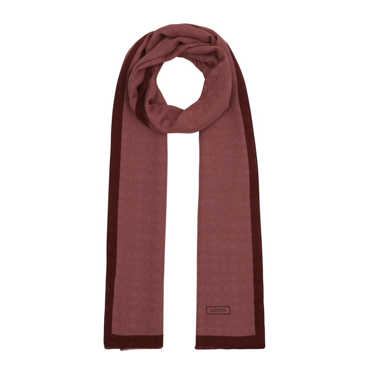 İpekevi Dört Mevsim Monogram Desen Şal 04356-Gül Kurusu