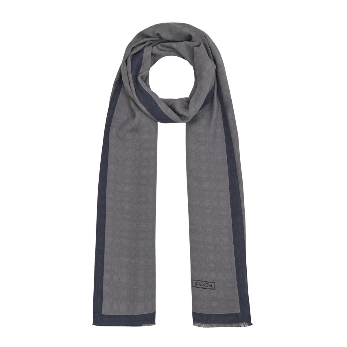 İpekevi Dört Mevsim Monogram Desen Şal 04356-Gri