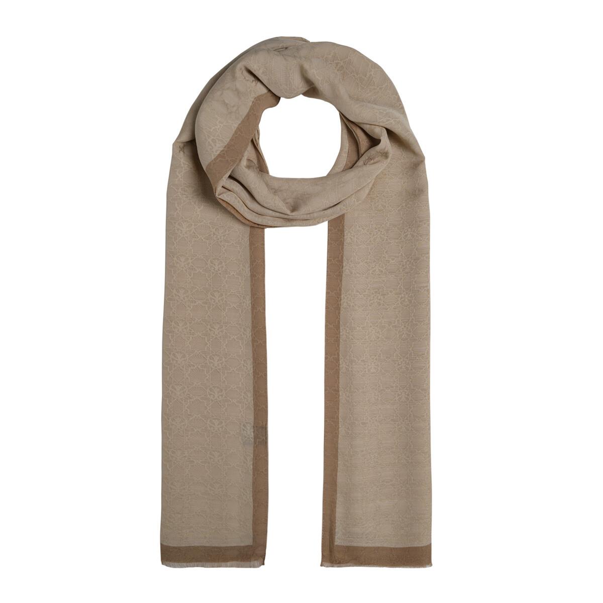 İpekevi Dört Mevsim Monogram Desen Şal 04356-Fildişi