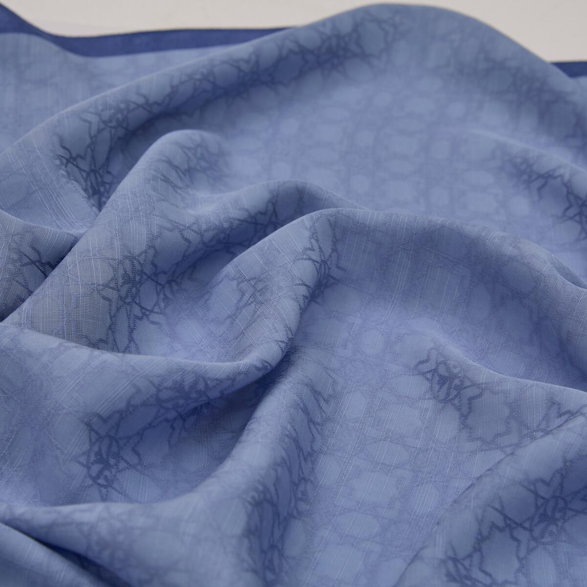 İpekevi Dört Mevsim Monogram Desen Şal 04356-Metalik Mavi