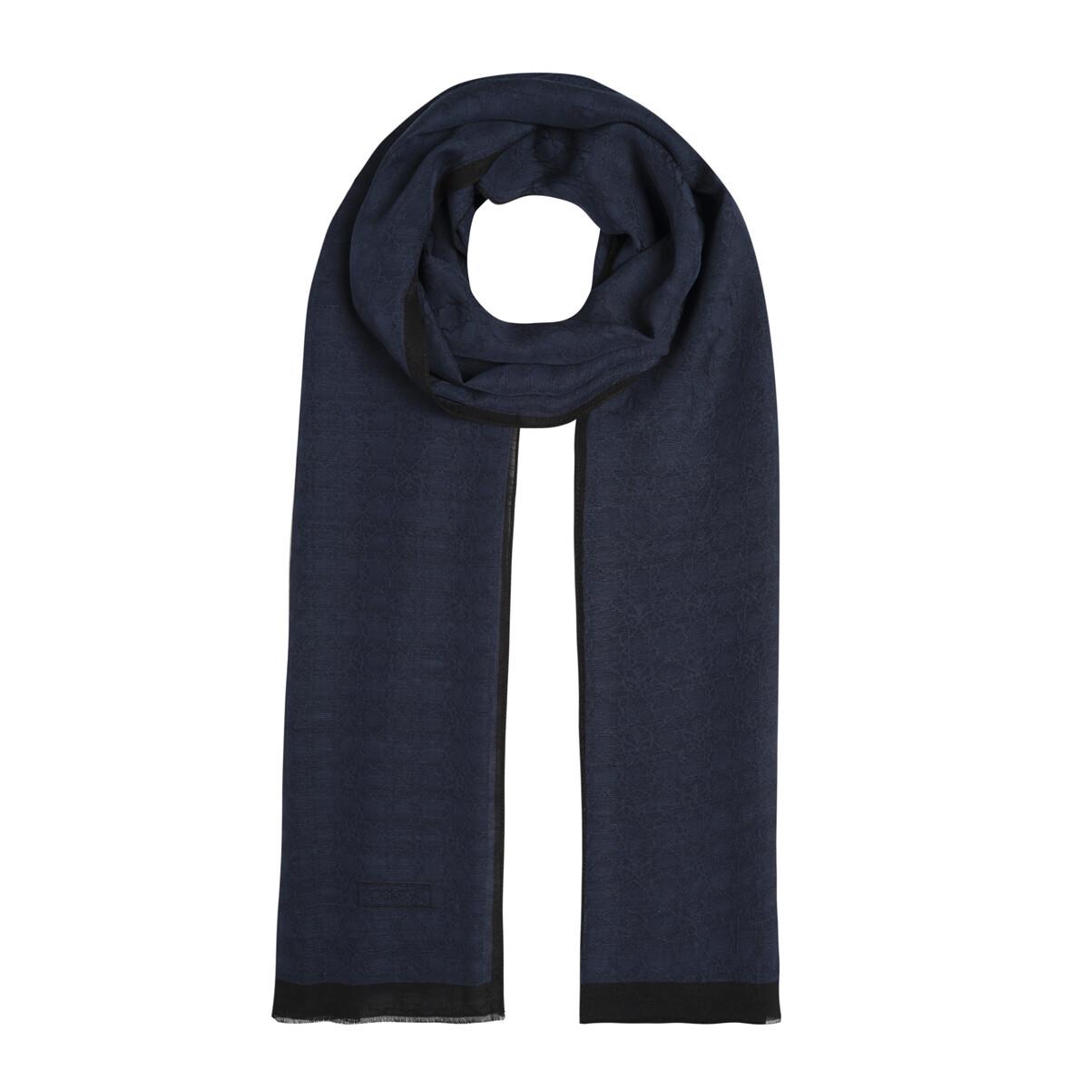 İpekevi Dört Mevsim Monogram Desen Şal 04356-Koyu Lacivert