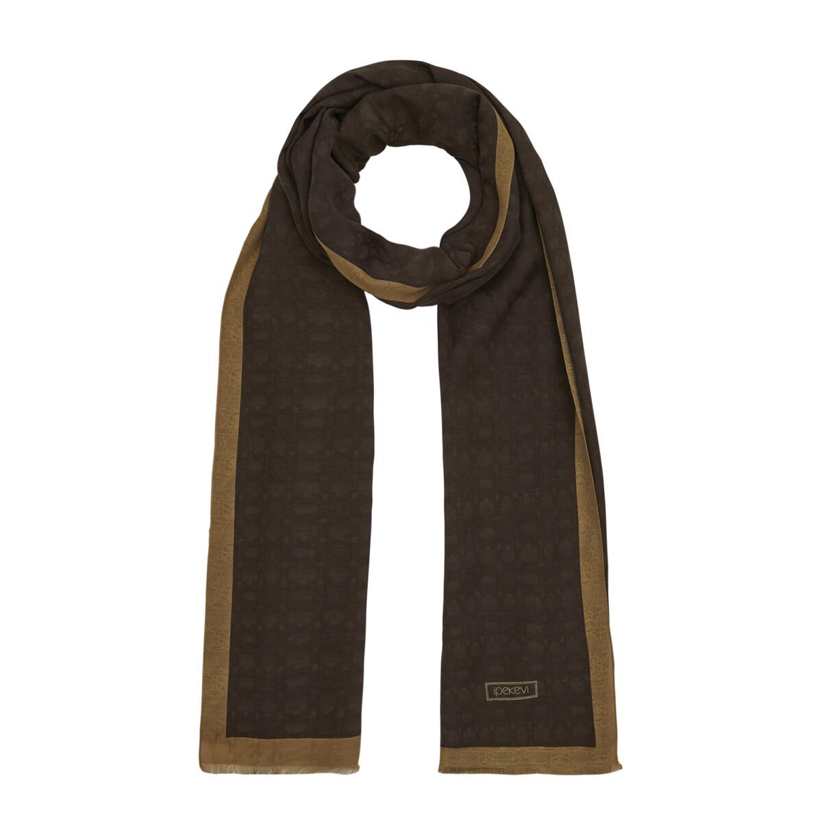 İpekevi Dört Mevsim Monogram Desen Şal 04356-Kahve