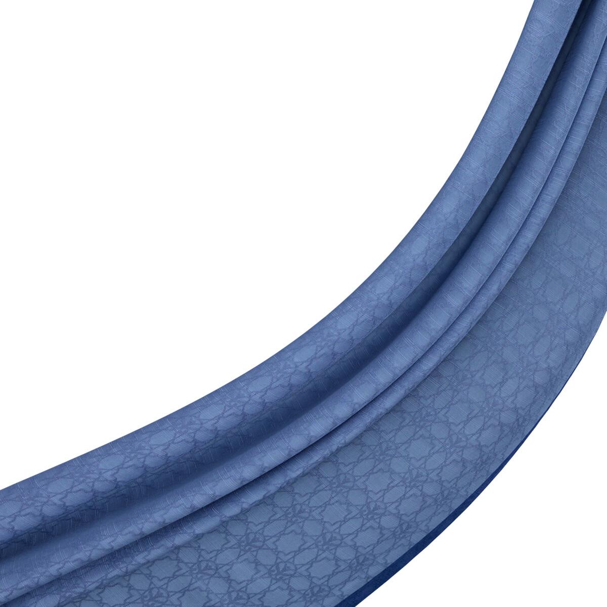 İpekevi Dört Mevsim Monogram Desen Şal 04356-Metalik Mavi