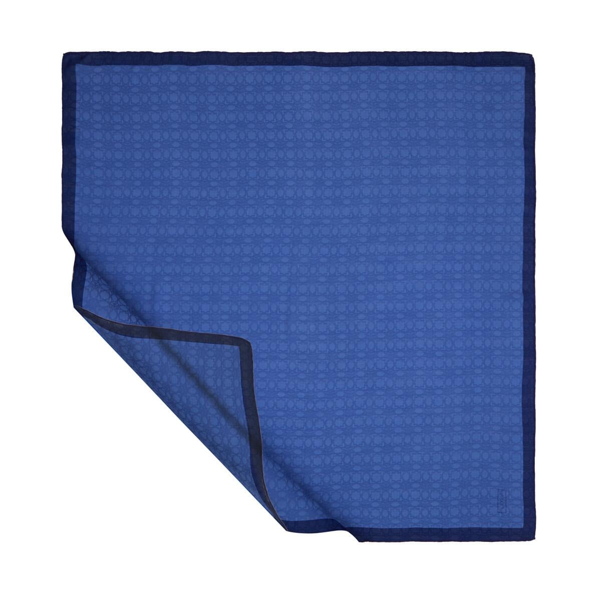 İpekevi Dört Mevsim Monogram Eşarp 04357-Royal Mavi