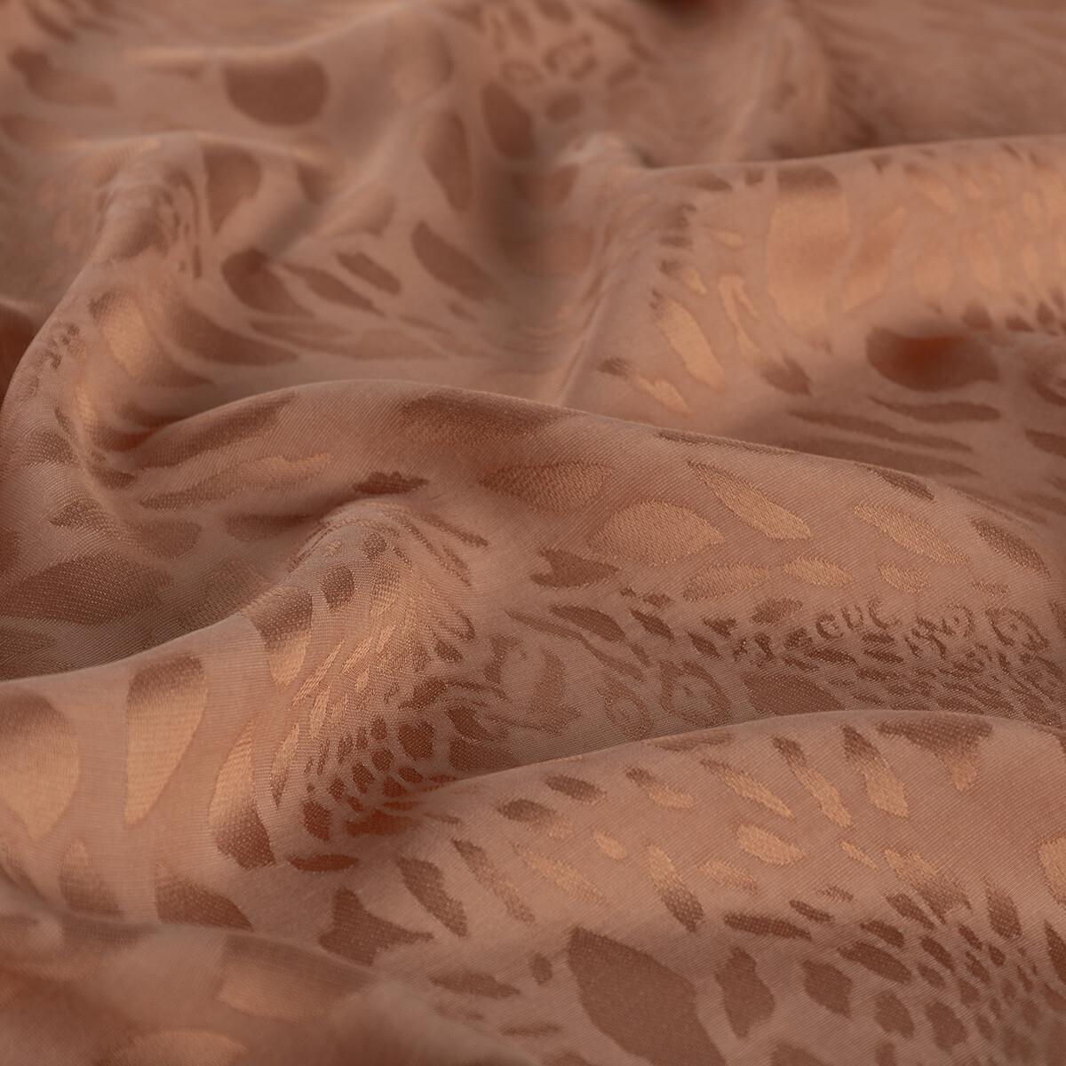 İpekevi Dört Mevsim Vahra Desenli Monogram Jakar Şal 04471-Tarçın