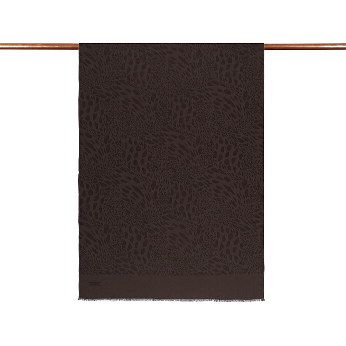 İpekevi Dört Mevsim Vahra Desenli Monogram Jakar Şal 04471-Acı Kahve