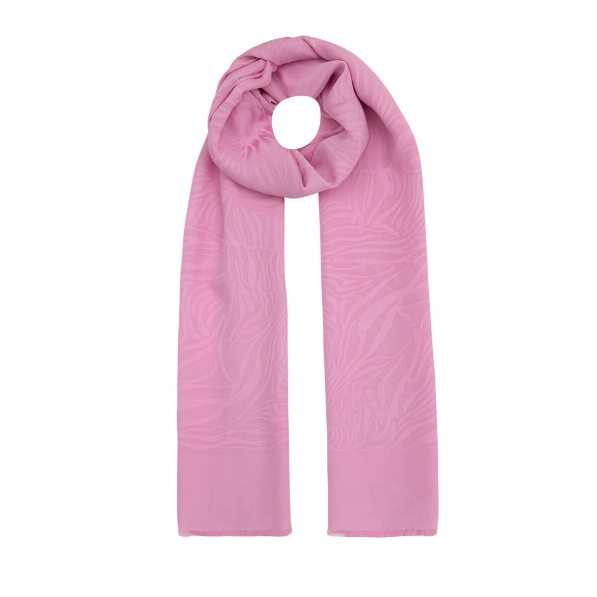 İpekevi Dört Mevsim Zebra Desenli Monogram Jakar Şal 04473-Şeker Pembe