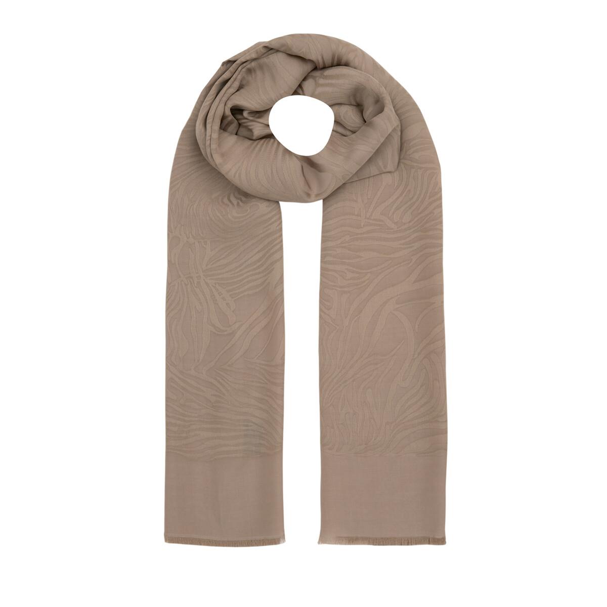 İpekevi Dört Mevsim Zebra Desenli Monogram Jakar Şal 04473-Taş
