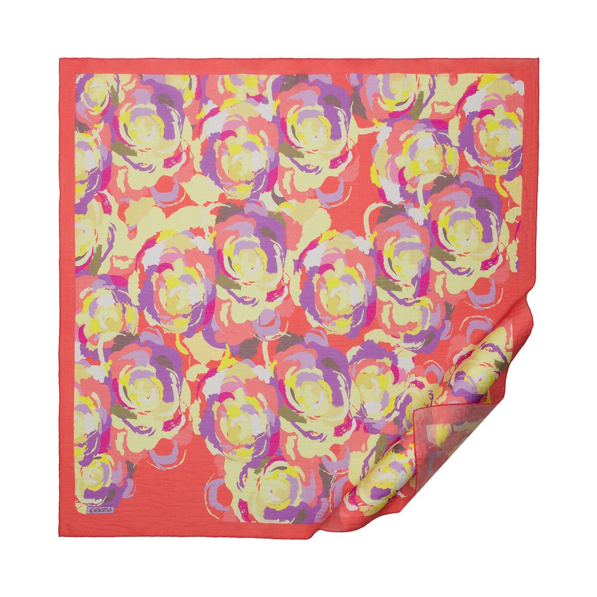 İpekevi Duygusal Çiçekler Tensel Soft Desenli Eşarp 02219-Nar Çiçeği