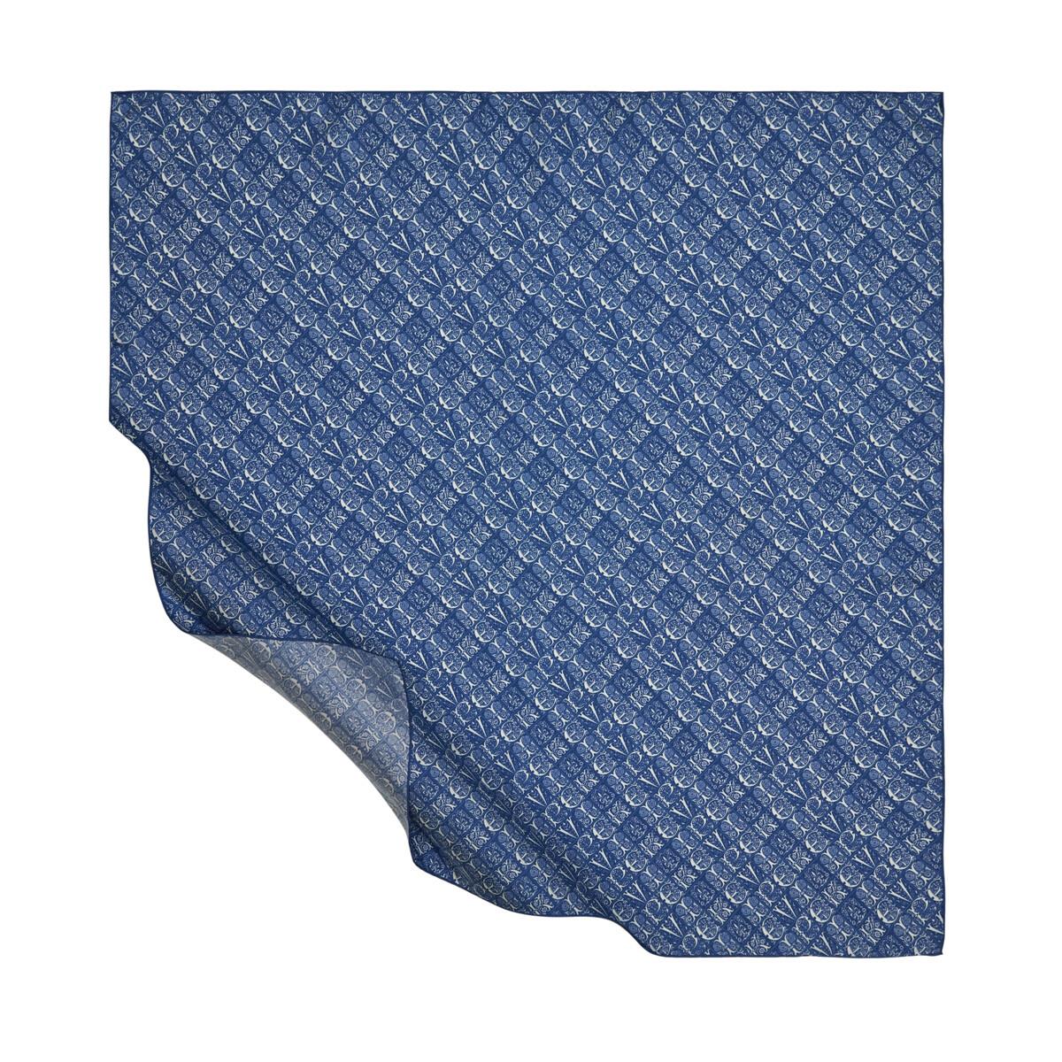 İpekevi Etnik Monogram Eşarp 01245-Saks Mavisi