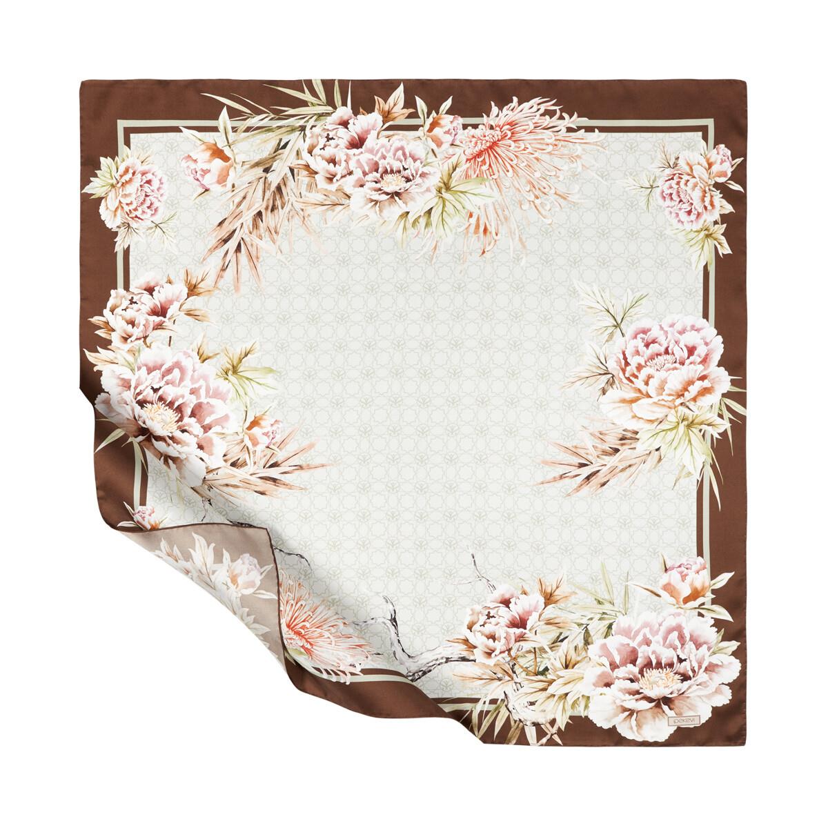 İpekevi Fuji Monogram Desenli Tivil İpek Eşarp 1203-Mint Yeşili