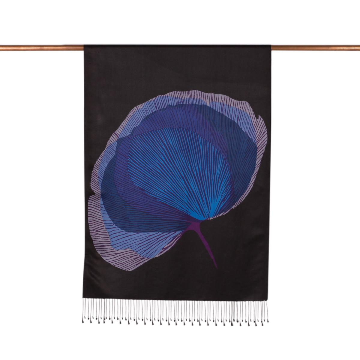 İpekevi İpek Ağacı Desenli İpek Şal 06435-Siyah Violet