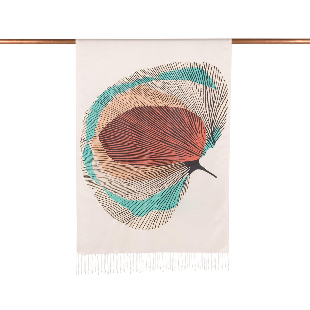 İpekevi İpek Ağacı Desenli İpek Şal 06435-Krem