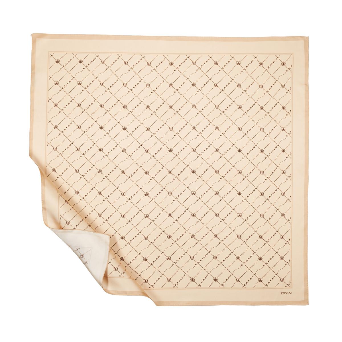 İpekevi İpek Monogram Tivil Eşarp 1141-Gold